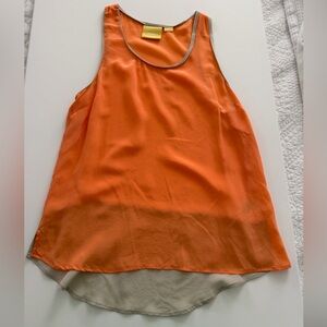 Maeve Orange Layered Sleeveless Tank with Cream Lining